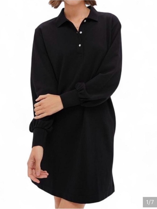 Tuckernuck Dresses & Skirts - Tuckernuck Black Long-Sleeve Polo Shirt Dress with Pockets